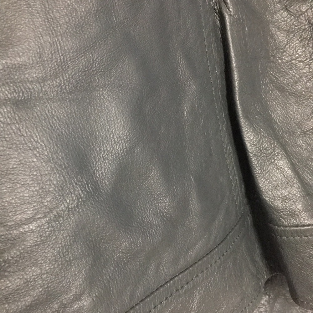 BB Dakota Blue/Gray Leather Moto Jacket, Size L - Picture 13 of 13